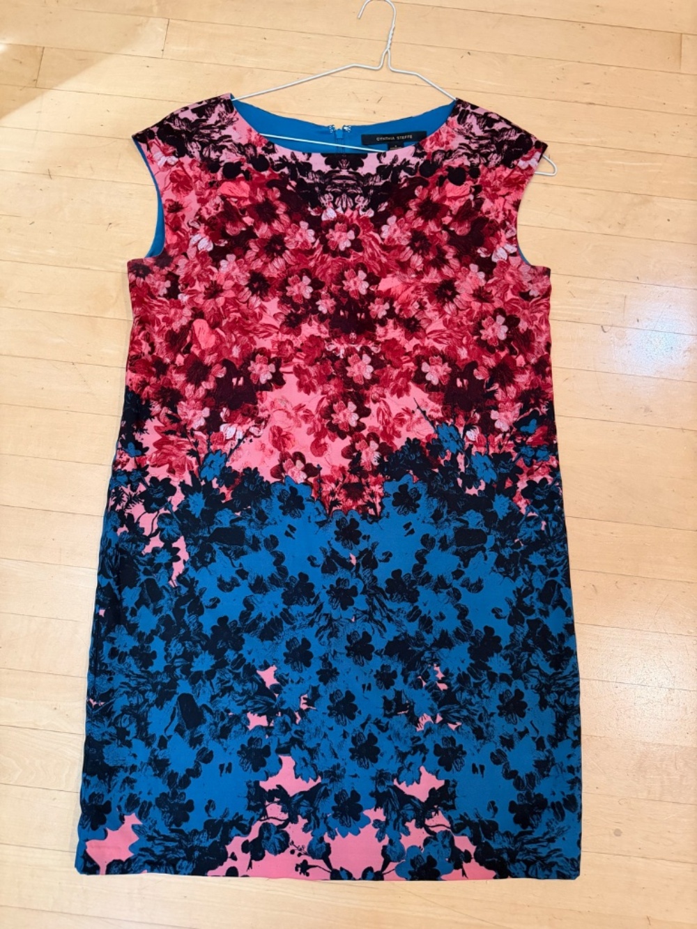 Cynthia Steffi pink/blue floral shift dress, 8 CB2766 - Picture 2 of 4